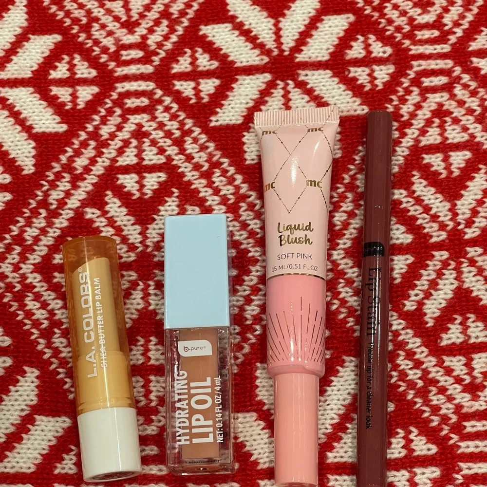 Marie Claire B Pure L.A. Colors Lip Liner Stain Liquid Blush Lip Oil Balm Bundle